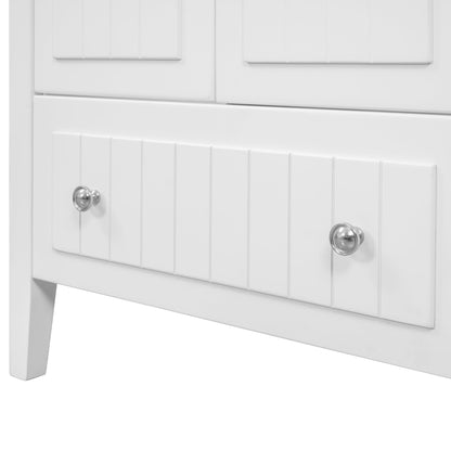 BY Bathroom Sink and Vanity 36" Bathroom Vanity with Ceramic Basin, Bathroom Storage Cabinet with Two Doors and Drawers, Solid Frame, Metal Handles, White