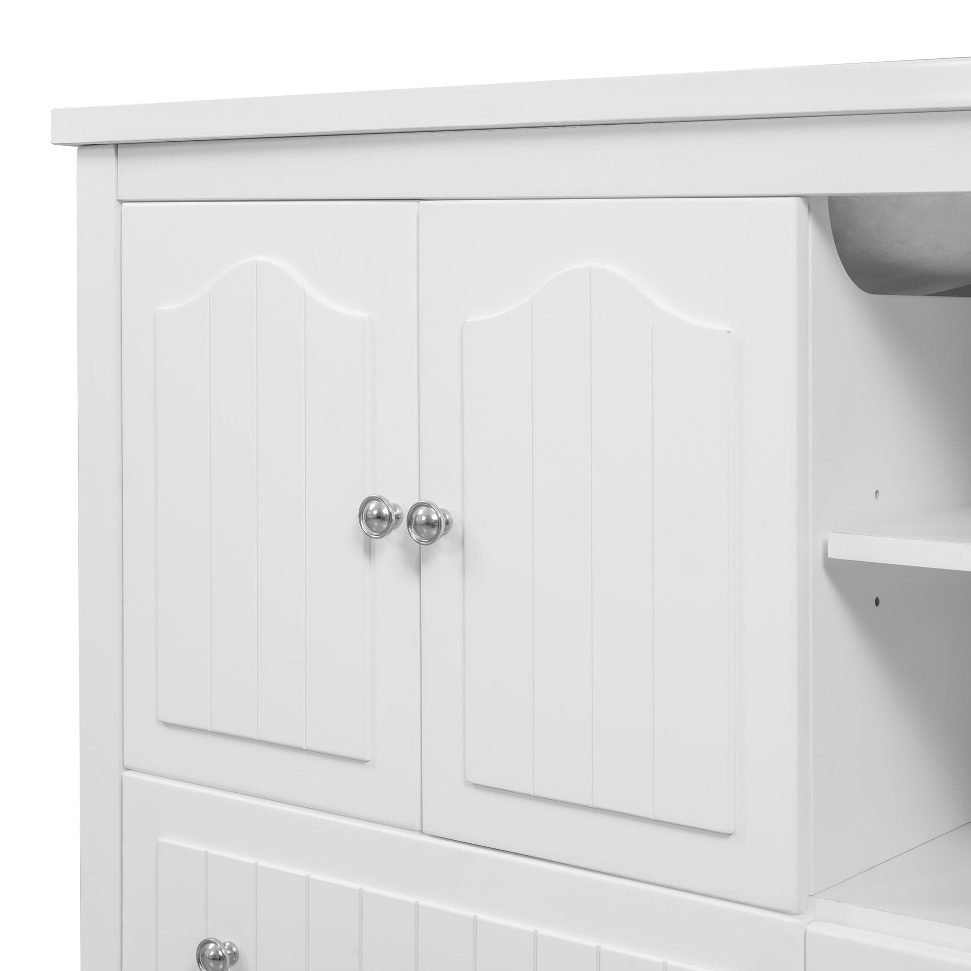 BY Bathroom Sink and Vanity 36" Bathroom Vanity with Ceramic Basin, Bathroom Storage Cabinet with Two Doors and Drawers, Solid Frame, Metal Handles, White