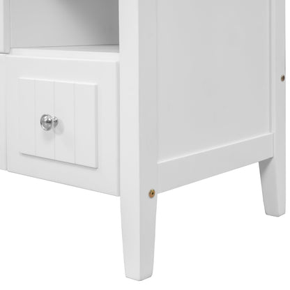 BY Bathroom Sink and Vanity 36" Bathroom Vanity with Ceramic Basin, Bathroom Storage Cabinet with Two Doors and Drawers, Solid Frame, Metal Handles, White