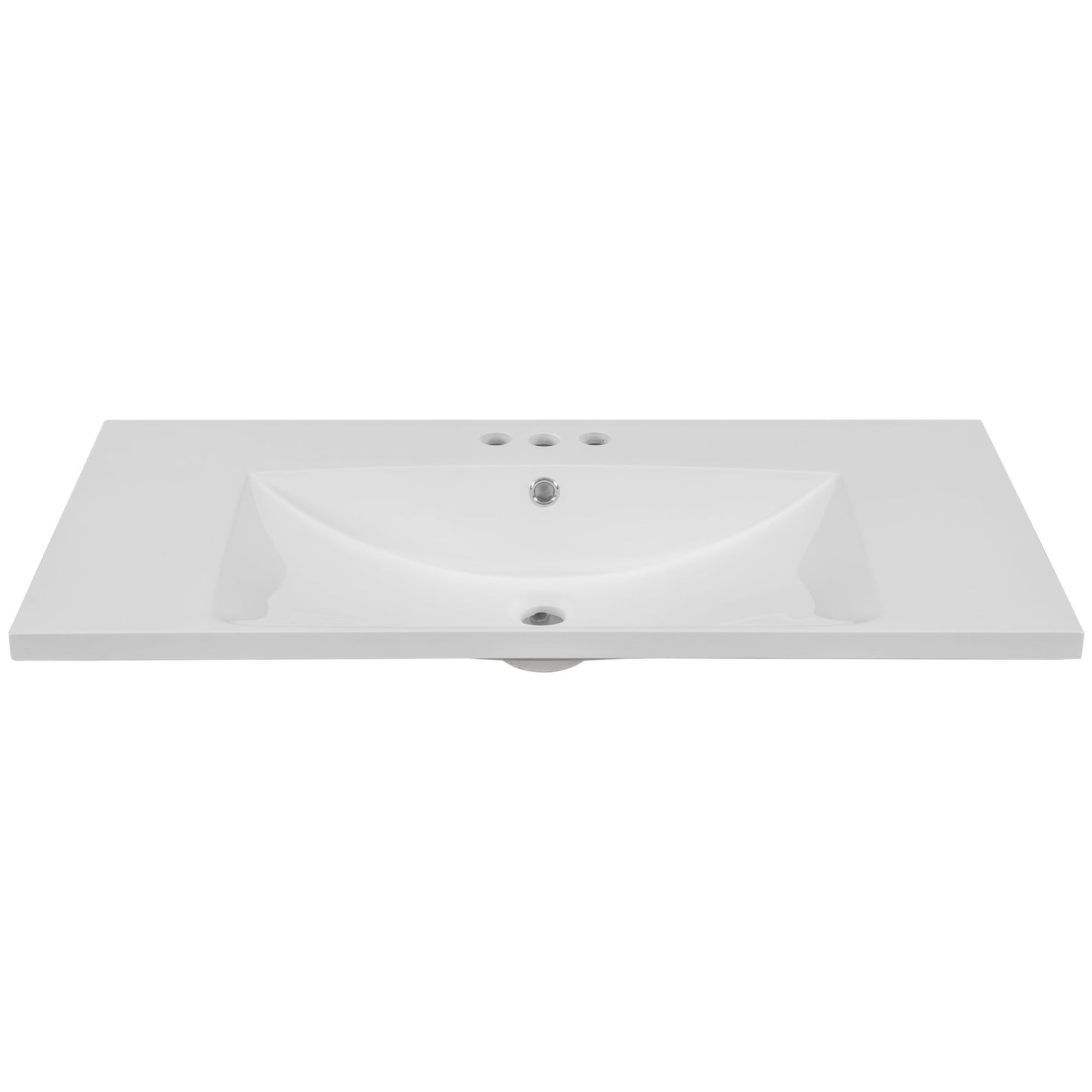 BY Bathroom Sink and Vanity 36" Single Bathroom Vanity Top with White Basin, 3-Faucet Holes, Ceramic, White