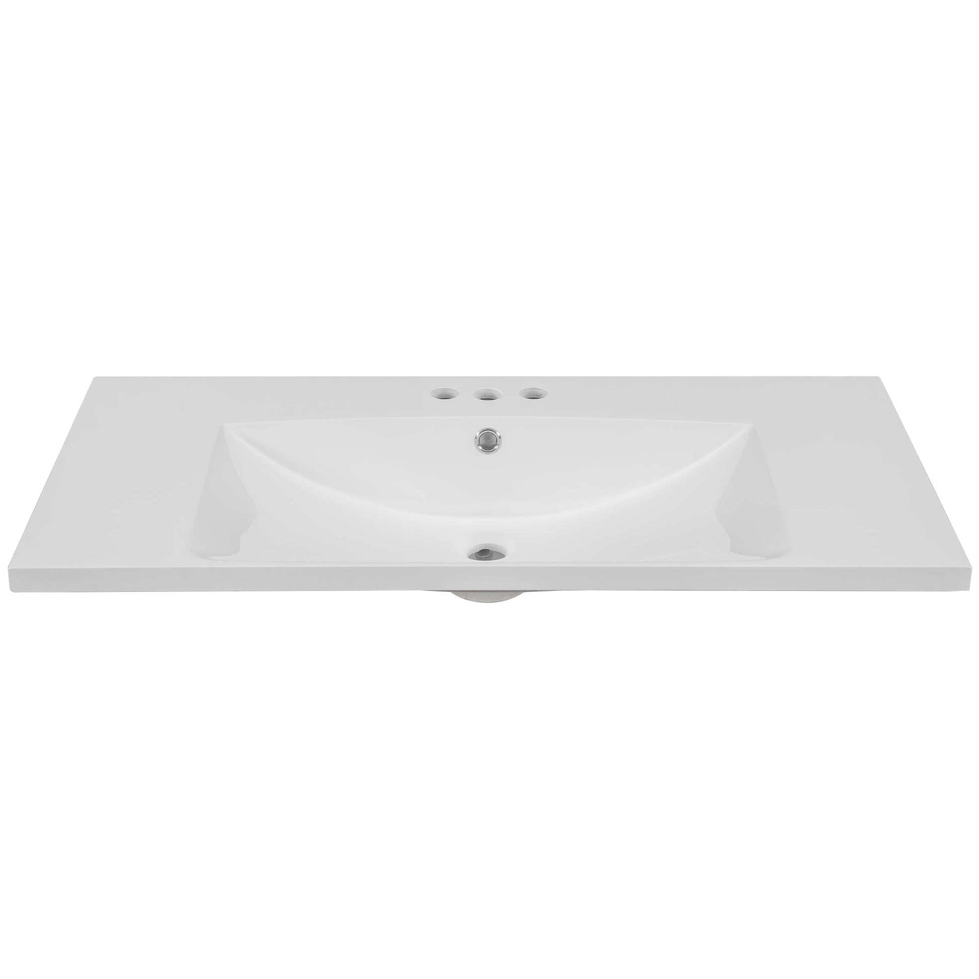 BY Bathroom Sink and Vanity 36" Single Bathroom Vanity Top with White Basin, 3-Faucet Holes, Ceramic, White