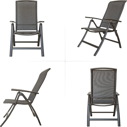 Domi Outdoor Living Folding Chairs Folding Patio Chairs Set of 2, Aluminum Frame Reclining Sling Lawn Chairs with Adjustable High Backrest, Patio Dining Chairs for Outdoor, Camping, Porch, Balcony (Textilene Fabric, 2 Chairs) - Perfect for Outdoor Dining and Relaxation