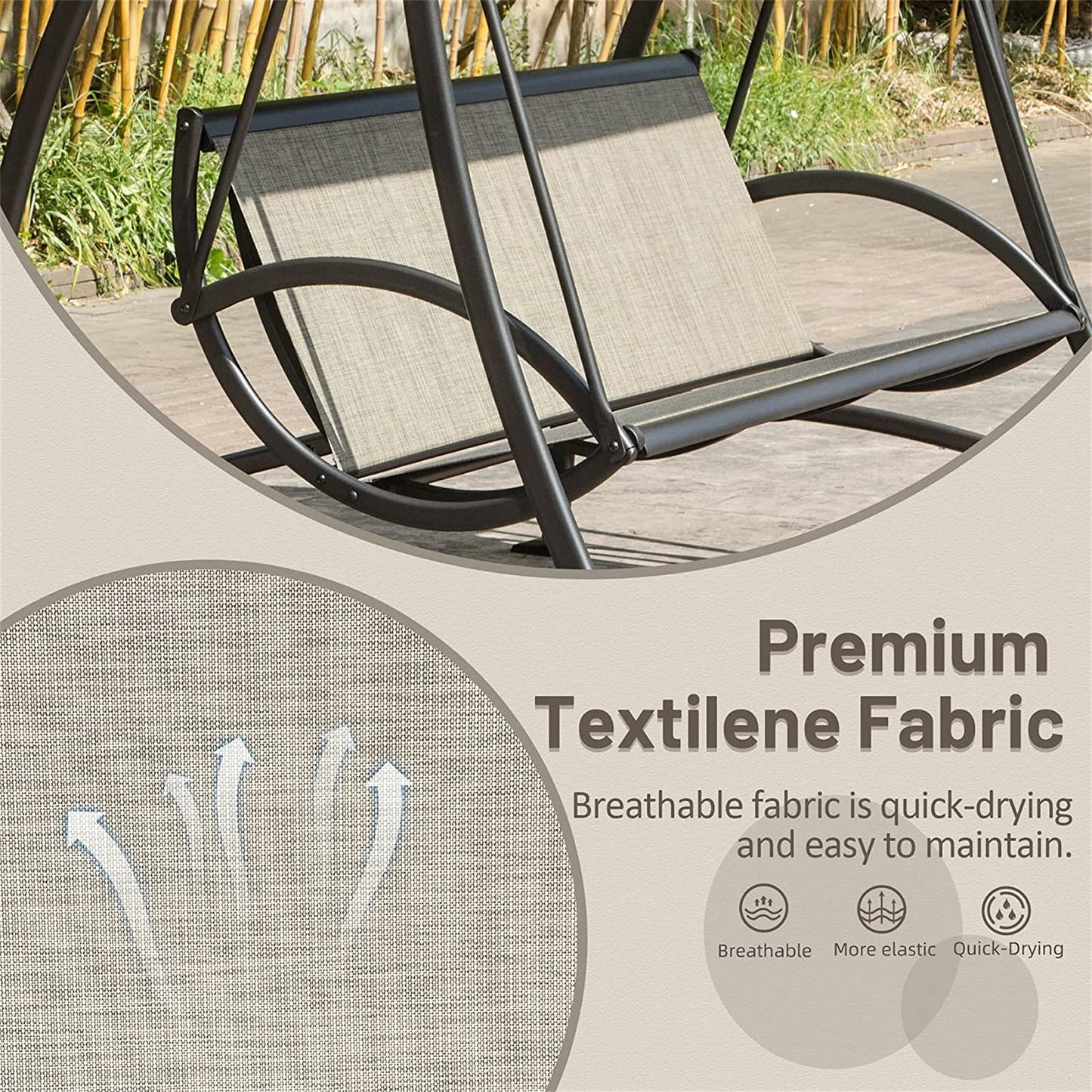 Domi Outdoor Living Outdoor Furniture 2-Seat Patio Swing Chair, Outdoor Porch Swing with Adjustable Canopy and Durable Steel Frame, Patio Swing Glider for Garden, Deck, Porch, Backyard