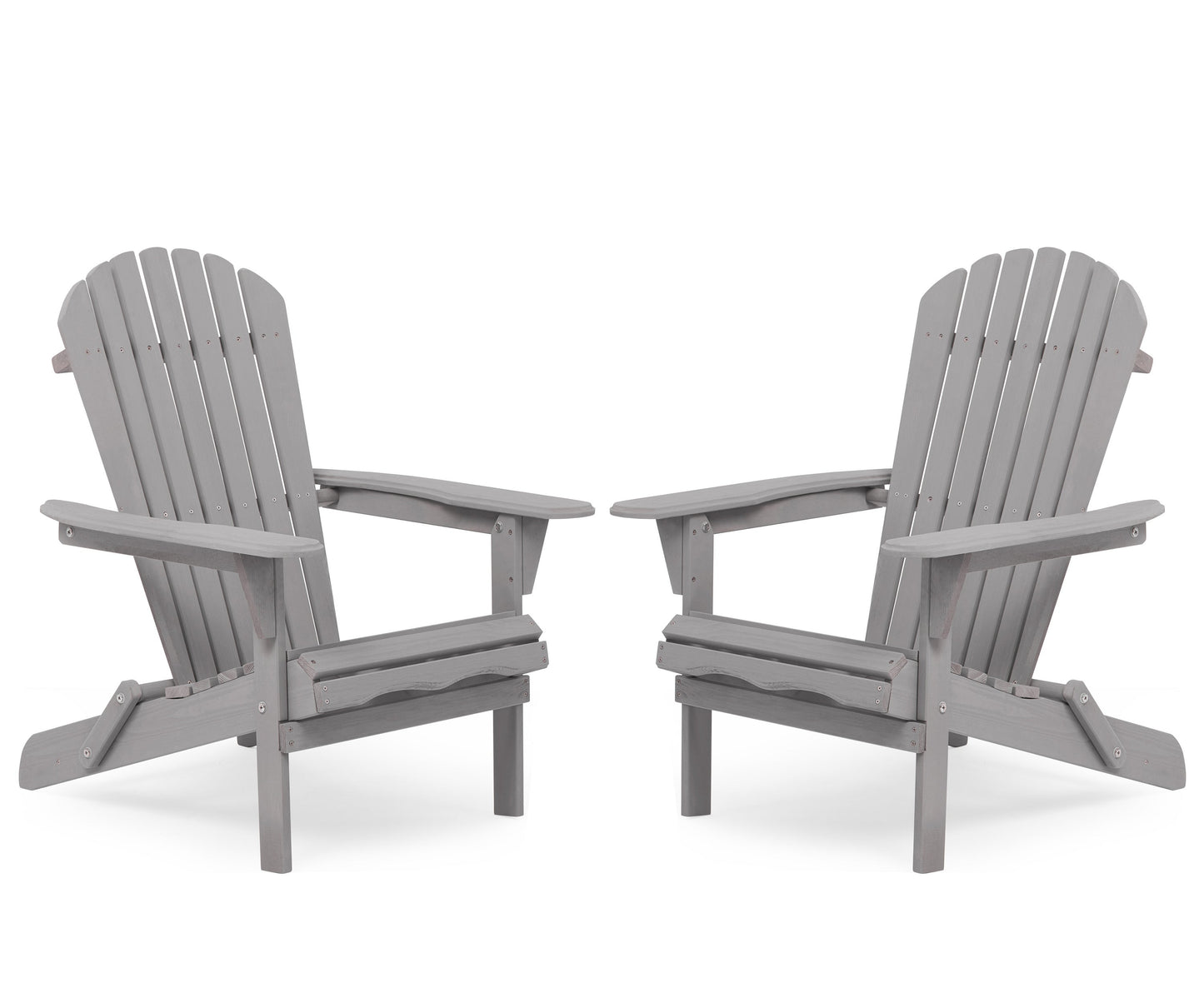 Droad Outdoor Furniture Wooden Folding Adirondack Chair Set of 2 - Solid Cedar Wood Lounge Patio Chairs for Garden, Lawn, Backyard - Gray