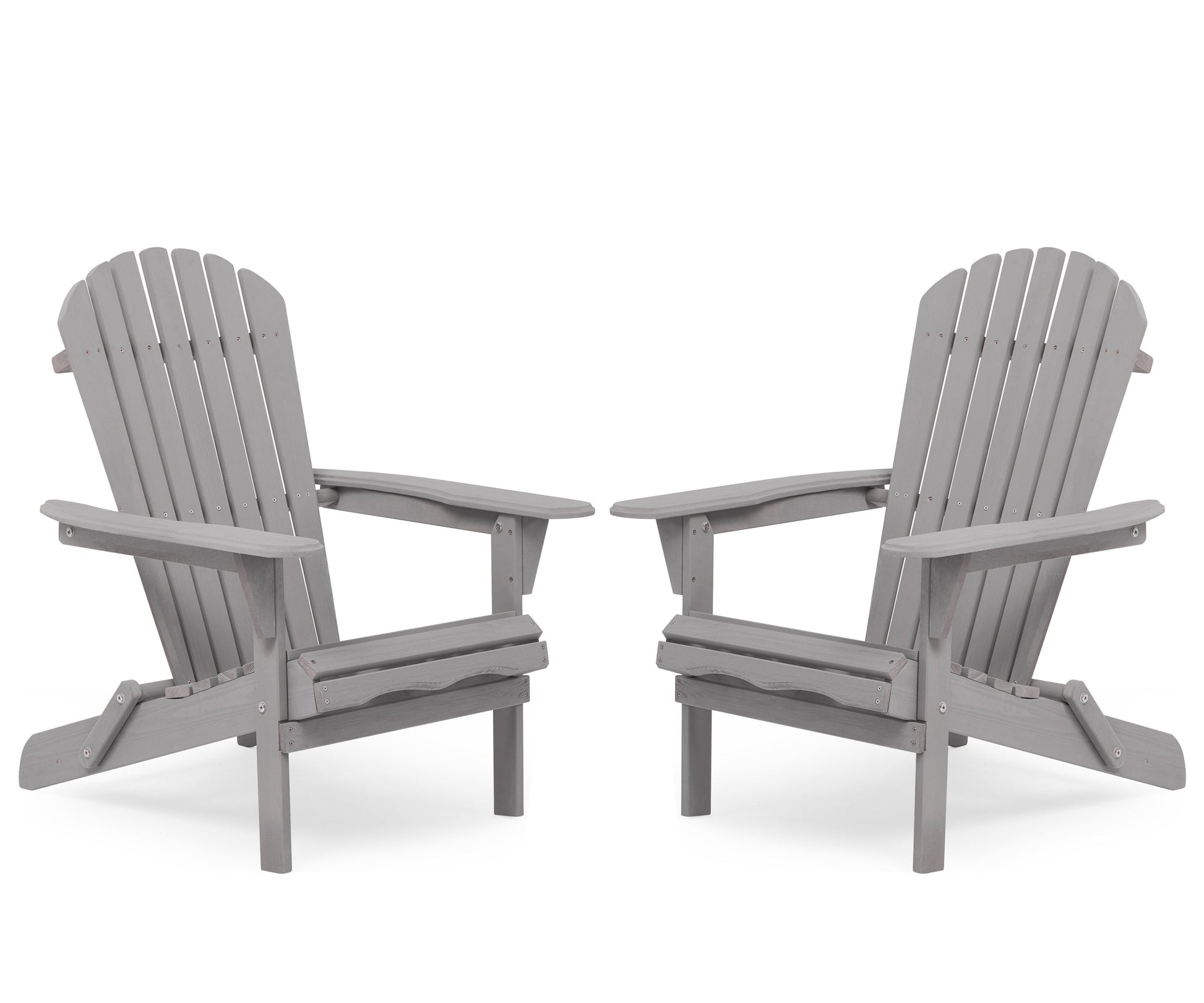 Droad Outdoor Furniture Wooden Folding Adirondack Chair Set of 2 - Solid Cedar Wood Lounge Patio Chairs for Garden, Lawn, Backyard - Gray