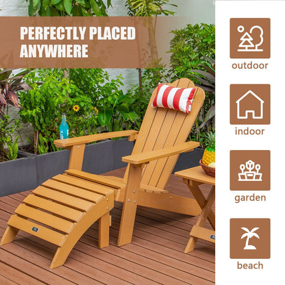 GEEK Outdoor Chairs TALE Adirondack Chair - Durable Outdoor Seating with Cup Holder - Fade-Resistant Plastic Wood - Ideal for Patio, Deck, Garden, and Porch - All-Weather Backyard Furniture, Classic Brown