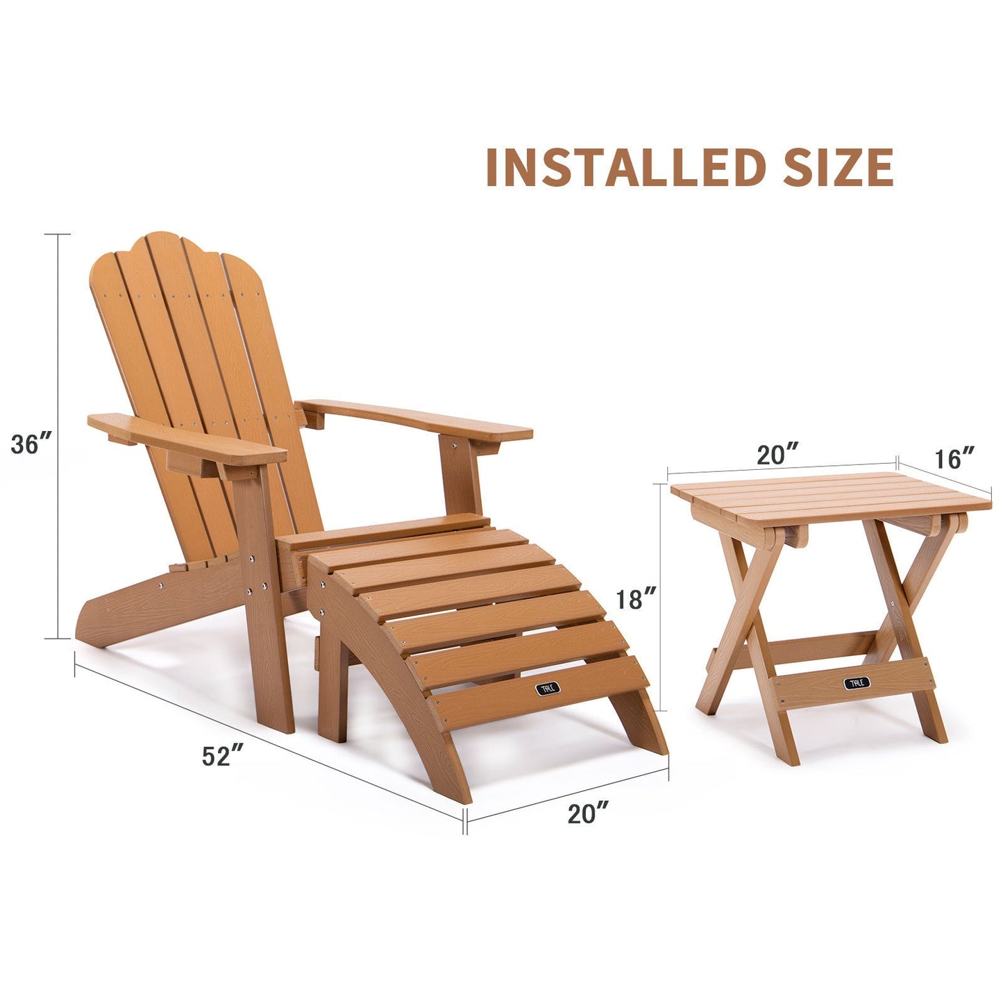 GEEK Outdoor Chairs TALE Adirondack Chair - Durable Outdoor Seating with Cup Holder - Fade-Resistant Plastic Wood - Ideal for Patio, Deck, Garden, and Porch - All-Weather Backyard Furniture, Classic Brown