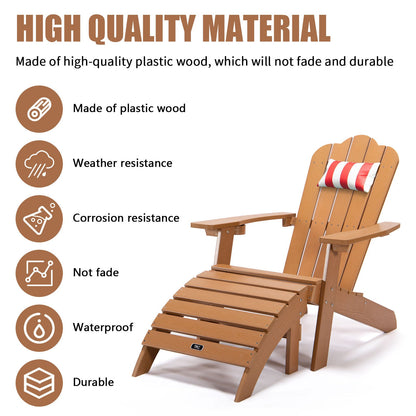 GEEK Outdoor Chairs TALE Adirondack Chair - Durable Outdoor Seating with Cup Holder - Fade-Resistant Plastic Wood - Ideal for Patio, Deck, Garden, and Porch - All-Weather Backyard Furniture, Classic Brown