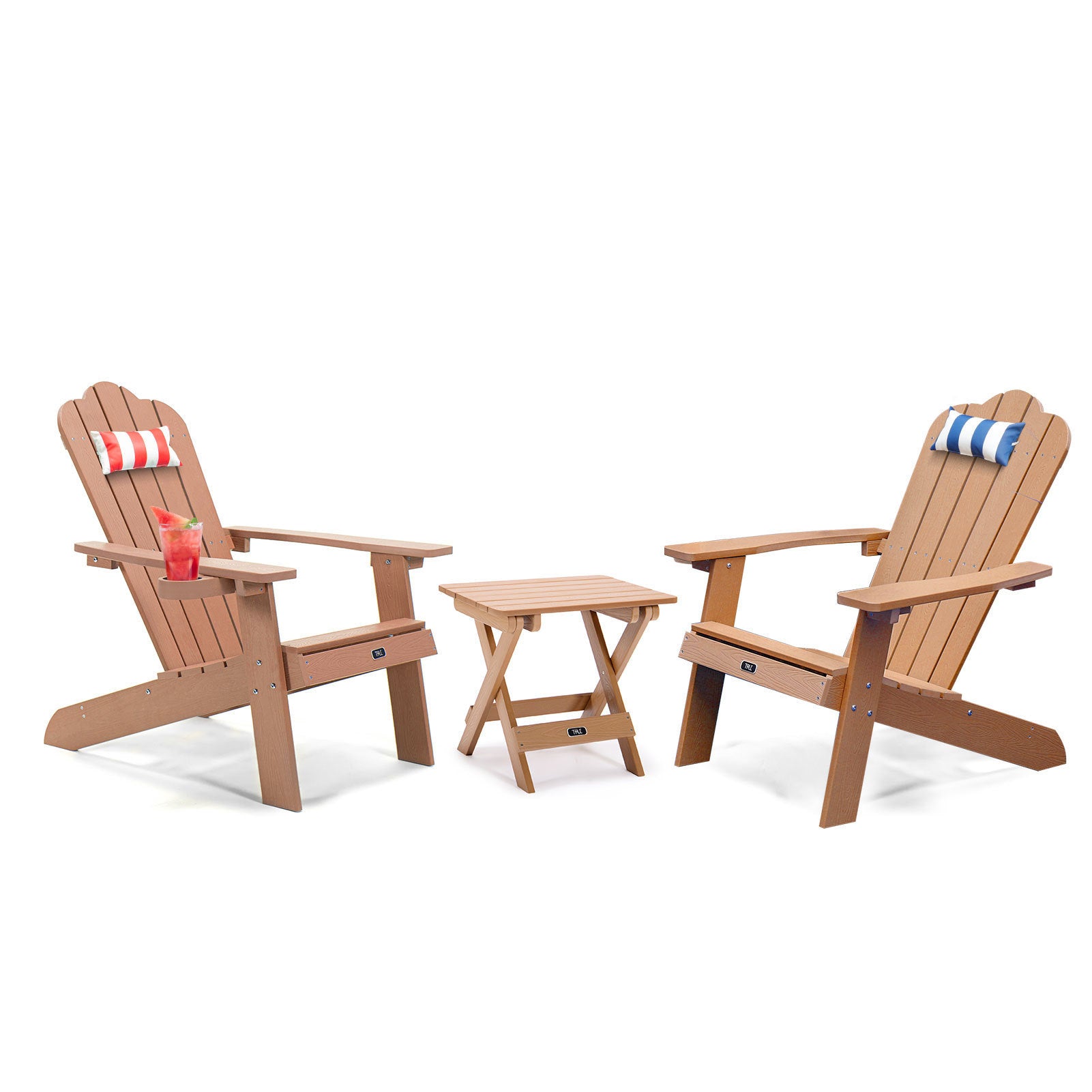 GEEK Outdoor Chairs TALE Adirondack Chair - Durable Outdoor Seating with Cup Holder - Fade-Resistant Plastic Wood - Ideal for Patio, Deck, Garden, and Porch - All-Weather Backyard Furniture, Classic Brown