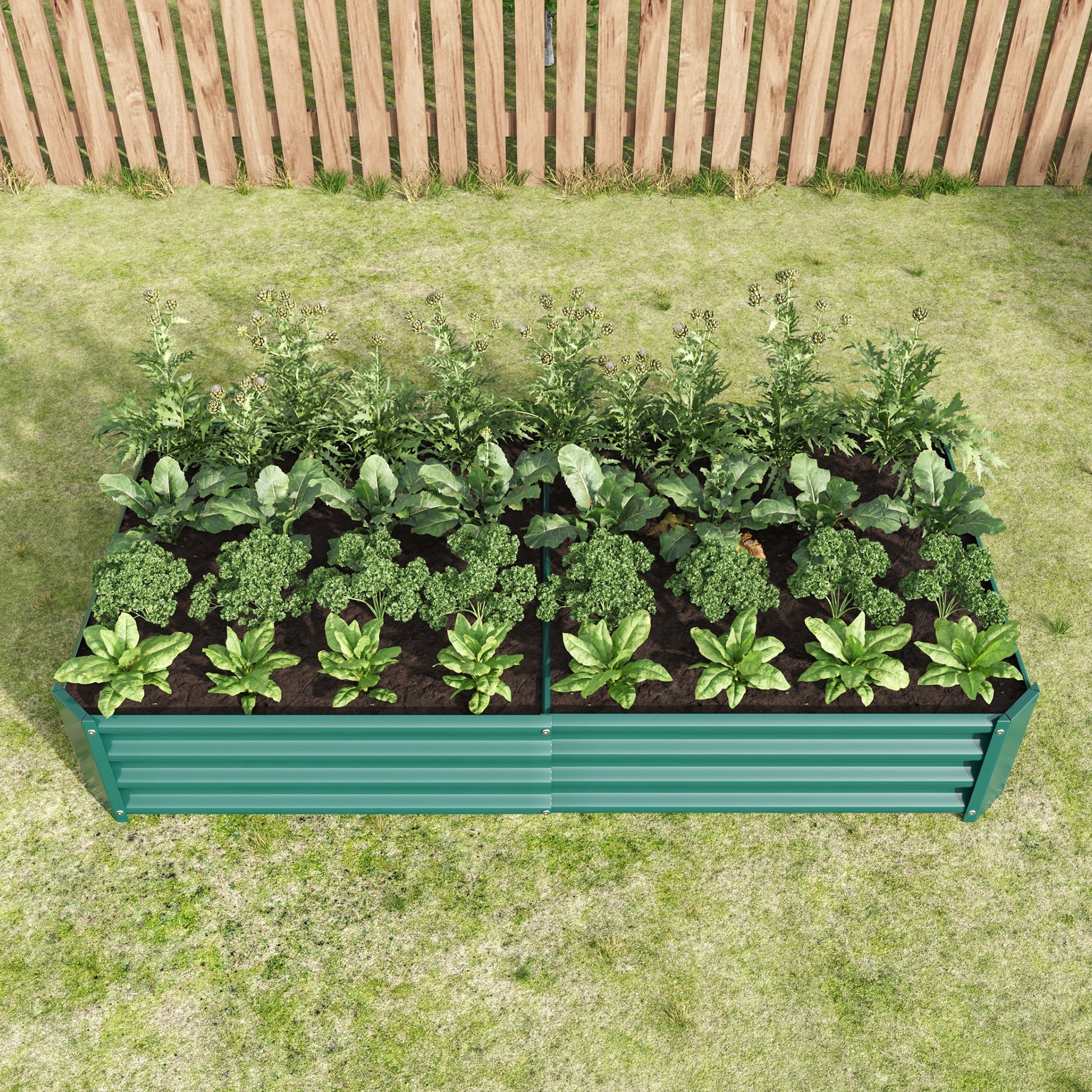 HOME FURNITURE Garden Bed Green 6x3x1ft Metal Raised Garden Bed - High-Capacity, Durable and Rust-Proof for Plants, Vegetables & Flowers - Green