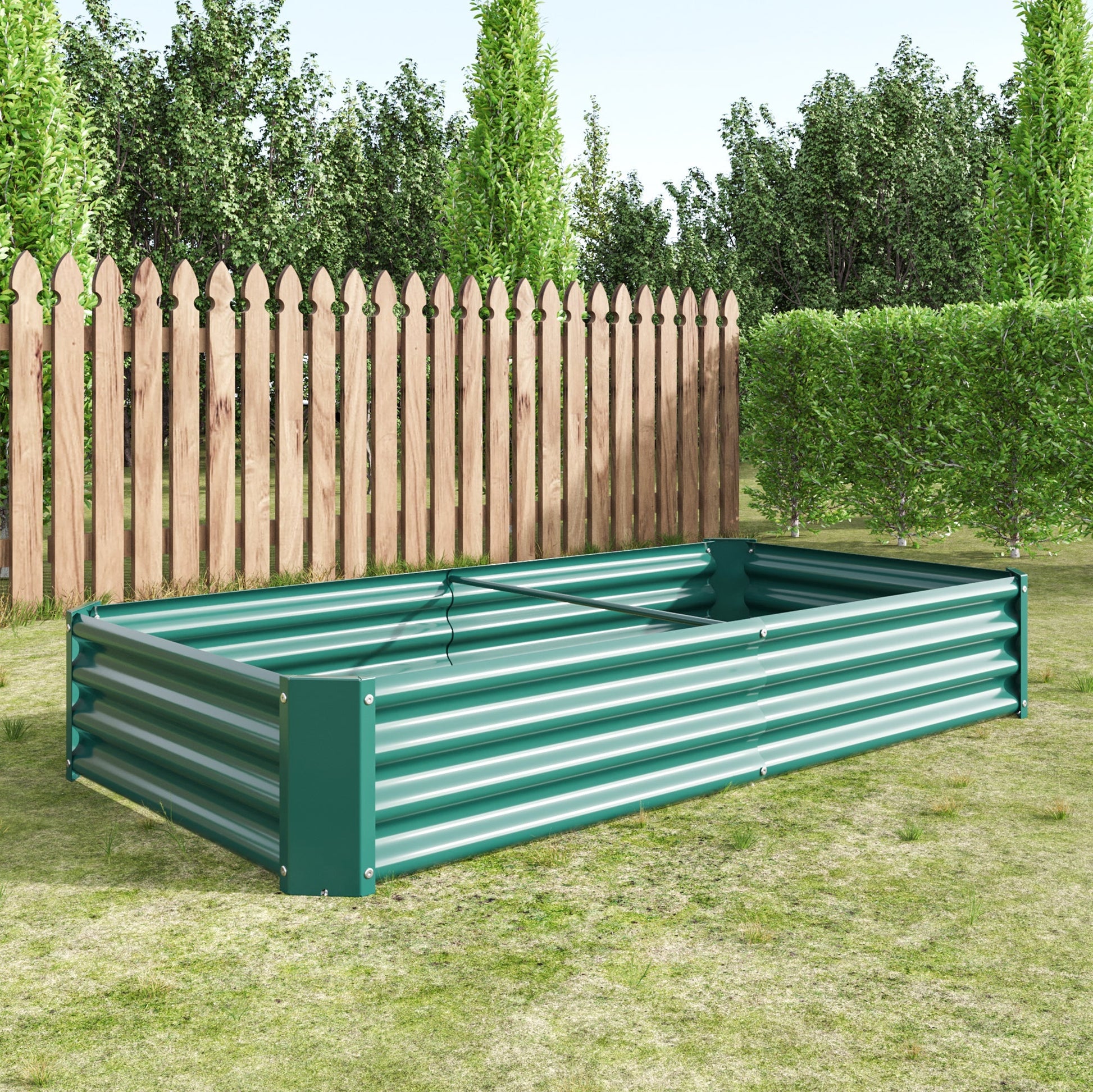 HOME FURNITURE Garden Bed Green 6x3x1ft Metal Raised Garden Bed - High-Capacity, Durable and Rust-Proof for Plants, Vegetables & Flowers - Green