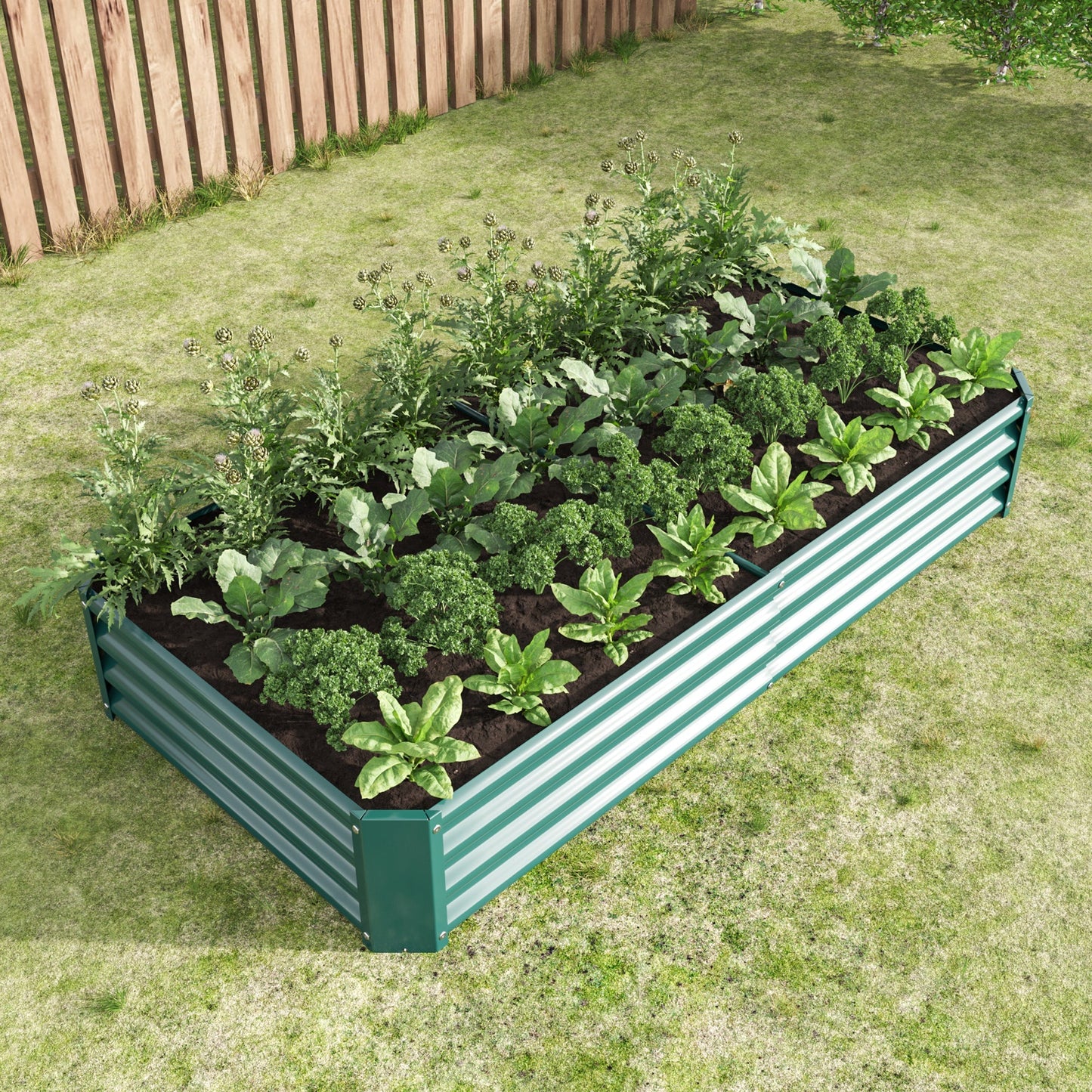 HOME FURNITURE Garden Bed Green 6x3x1ft Metal Raised Garden Bed - High-Capacity, Durable and Rust-Proof for Plants, Vegetables & Flowers - Green