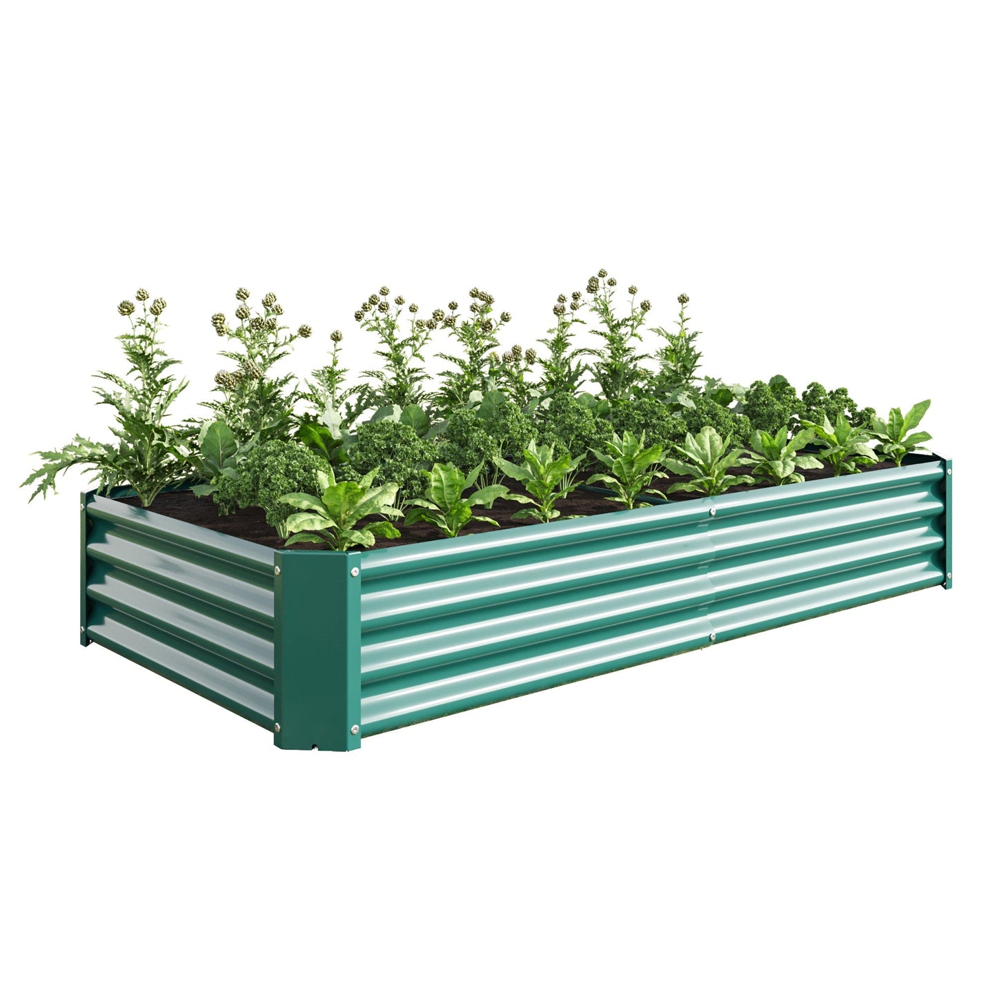 HOME FURNITURE Garden Bed Green 6x3x1ft Metal Raised Garden Bed - High-Capacity, Durable and Rust-Proof for Plants, Vegetables & Flowers - Green