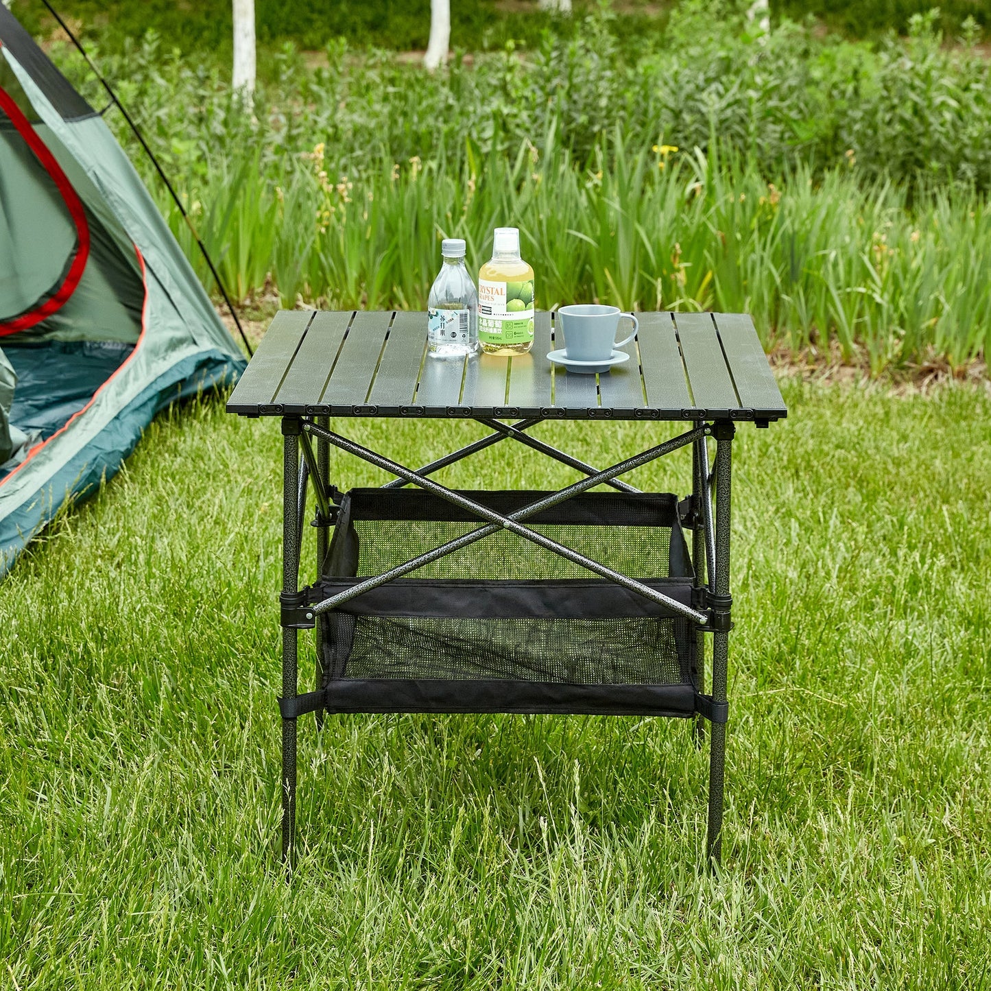 JWS-W241 Outdoor Furniture Portable & Lightweight Aluminum Folding Square Table with Carry Bag - Ideal for Indoor, Outdoor, Camping, Picnics, Beach, Patio, BBQ & Parties