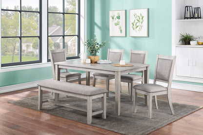 Kanepe Dining room set Elegant Contemporary Dining Room 6-piece Dining Set Table and 4 Side Chairs and Bench Natural Finish Padded Cushion Seats Rectangular Table Furniture