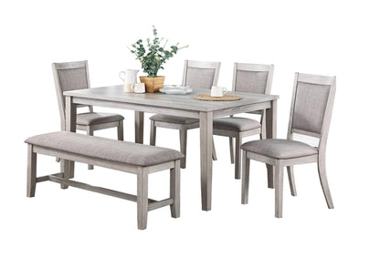 Kanepe Dining room set Elegant Contemporary Dining Room 6-piece Dining Set Table and 4 Side Chairs and Bench Natural Finish Padded Cushion Seats Rectangular Table Furniture