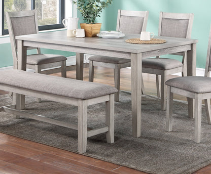 Kanepe Dining room set Elegant Contemporary Dining Room 6-piece Dining Set Table and 4 Side Chairs and Bench Natural Finish Padded Cushion Seats Rectangular Table Furniture