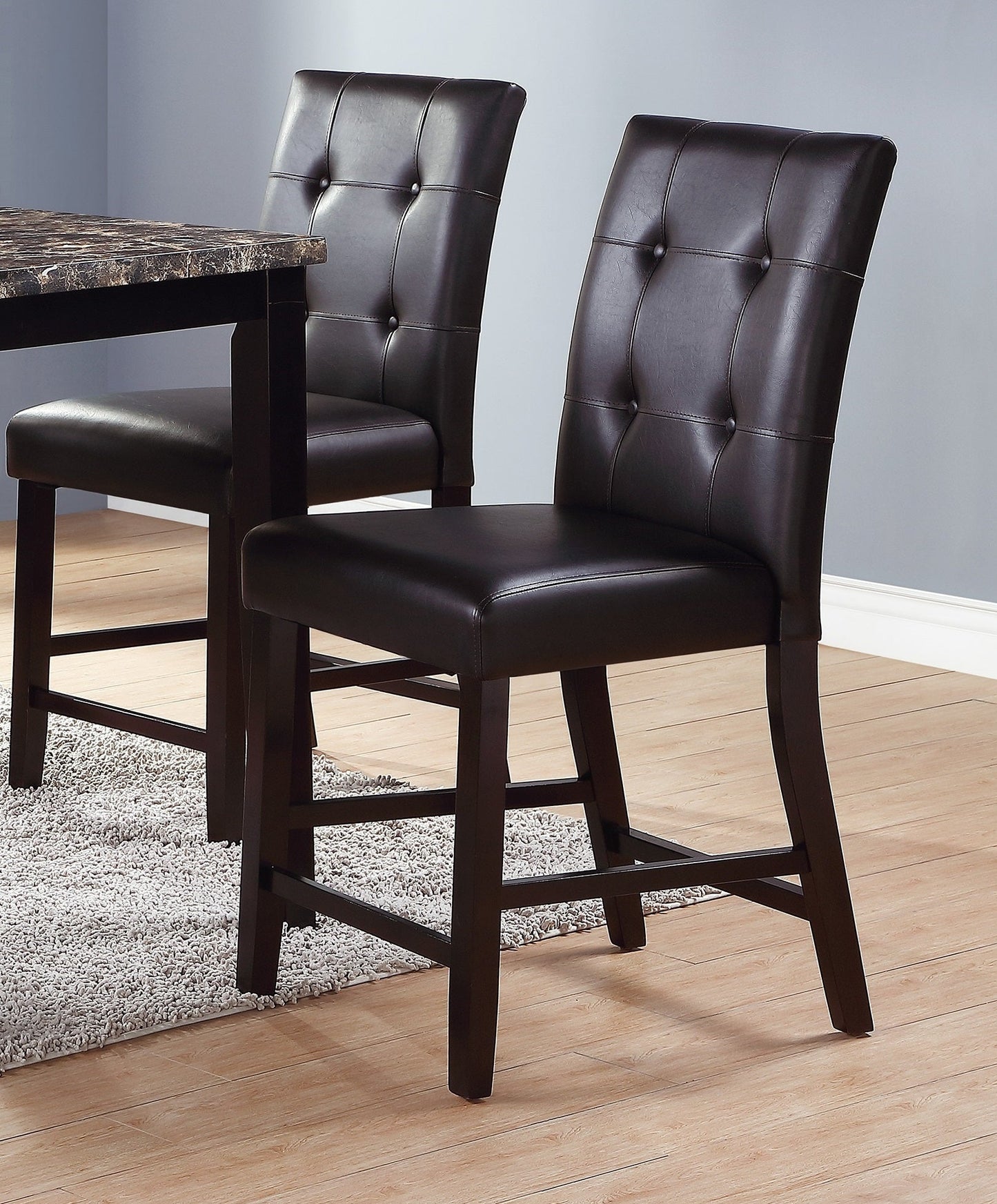 Kanepe Faux Leather Kitchen and Dining Chair Set of 2 Contemporary Counter Height Chairs in Brown - Luxurious and Elegant Addition to Your Dining Room