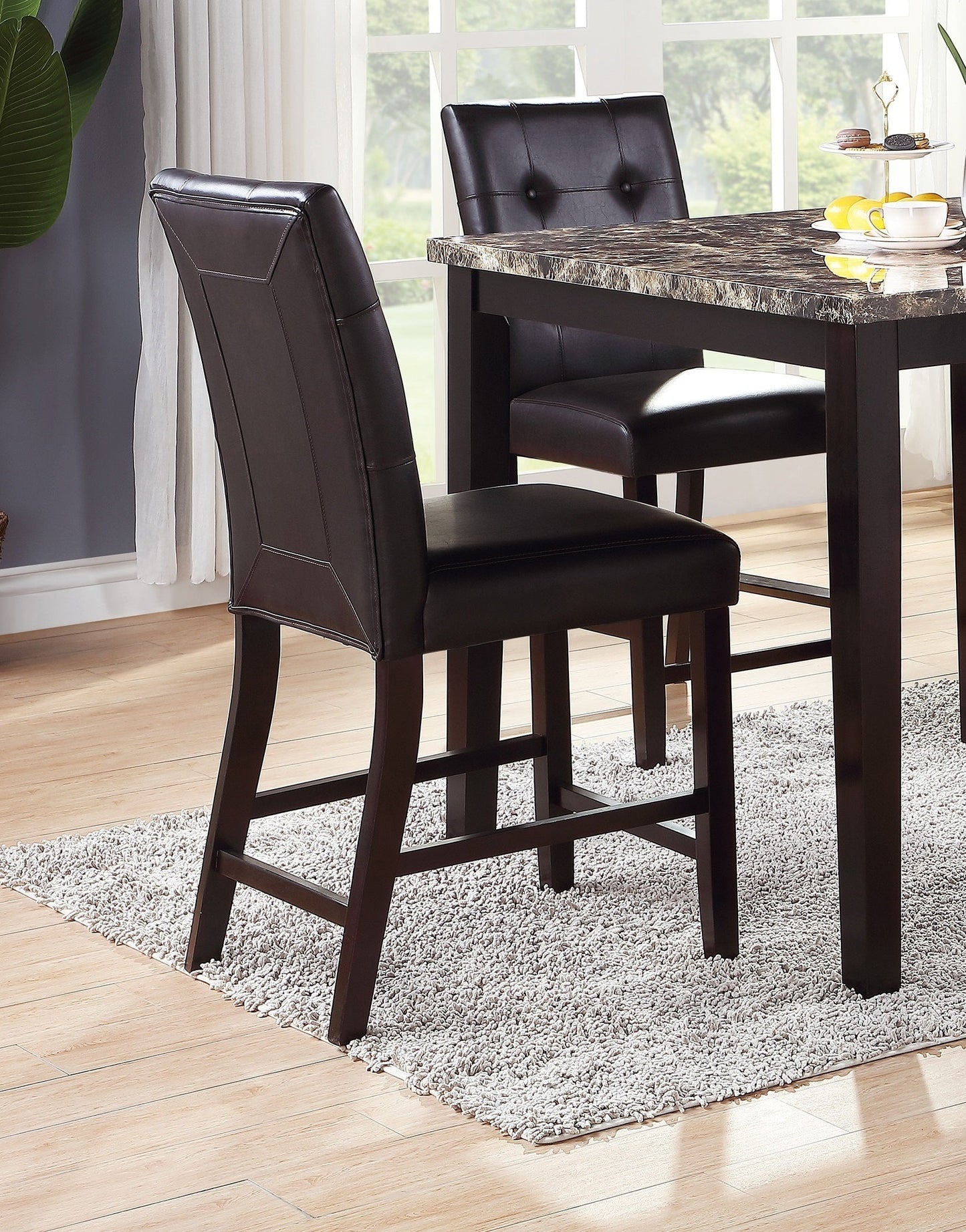 Kanepe Faux Leather Kitchen and Dining Chair Set of 2 Contemporary Counter Height Chairs in Brown - Luxurious and Elegant Addition to Your Dining Room