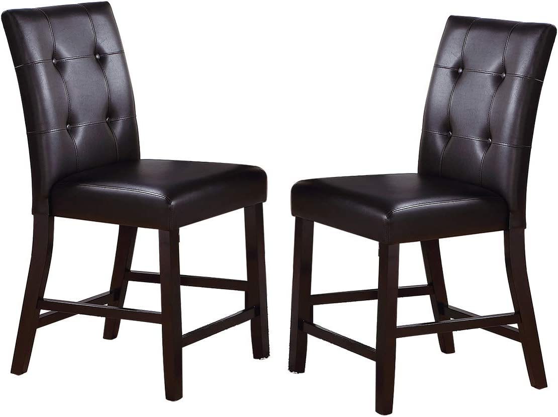 Kanepe Faux Leather Kitchen and Dining Chair Set of 2 Contemporary Counter Height Chairs in Brown - Luxurious and Elegant Addition to Your Dining Room