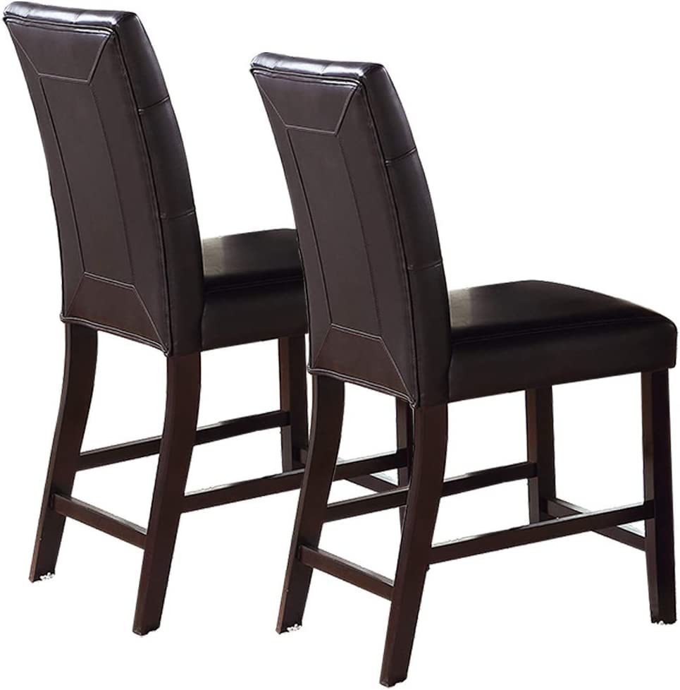 Kanepe Faux Leather Kitchen and Dining Chair Set of 2 Contemporary Counter Height Chairs in Brown - Luxurious and Elegant Addition to Your Dining Room