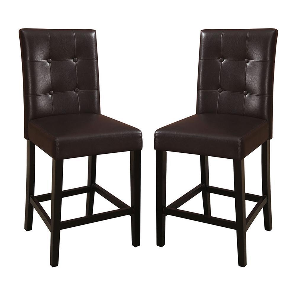 Kanepe Faux Leather Kitchen and Dining Chair Set of 2 Contemporary Counter Height Chairs in Brown - Luxurious and Elegant Addition to Your Dining Room