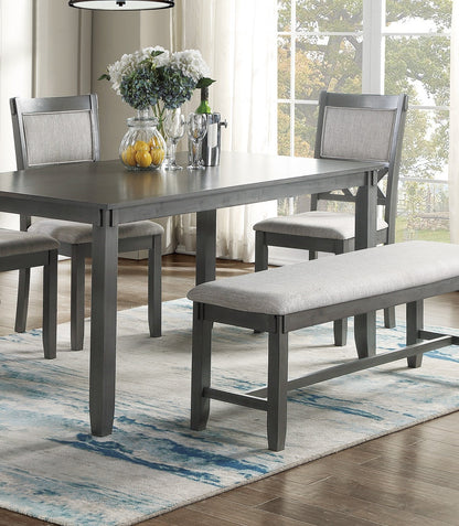 Kanepe Kitchen and Dining Sets Unique 6pc Dining Room Set in Gray - Modern Style with Table, 4 Side Chairs and Bench Solid wood Rubberwood and veneers