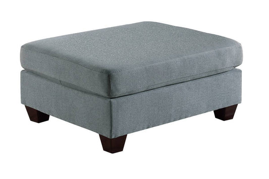 Kanepe Ottoman Elegant Grey Linen Fabric Cocktail Ottoman with Wooden Legs – Perfect for Contemporary Living Room Decor (Ottoman Only)