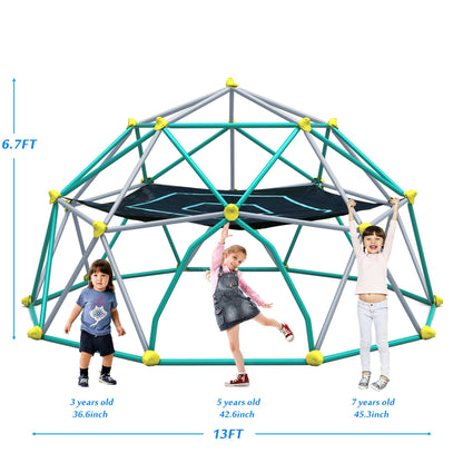 T & J Home Trends 13ft Geometric Dome Climber Play Center, Kids Climbing Dome Tower with Canopy, Rust & UV Resistant Steel Supporting 1000 LBS