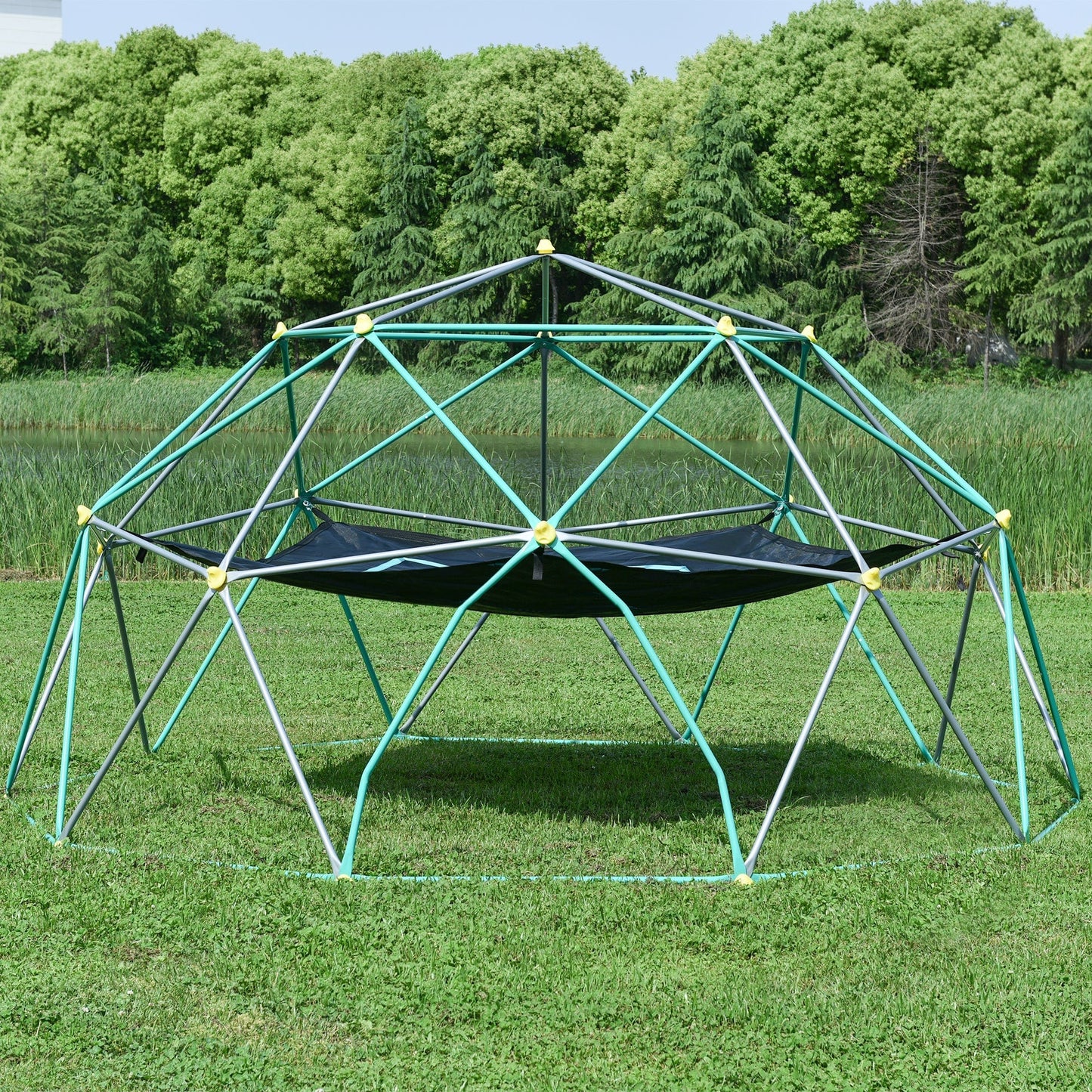 T & J Home Trends 13ft Geometric Dome Climber Play Center, Kids Climbing Dome Tower with Canopy, Rust & UV Resistant Steel Supporting 1000 LBS