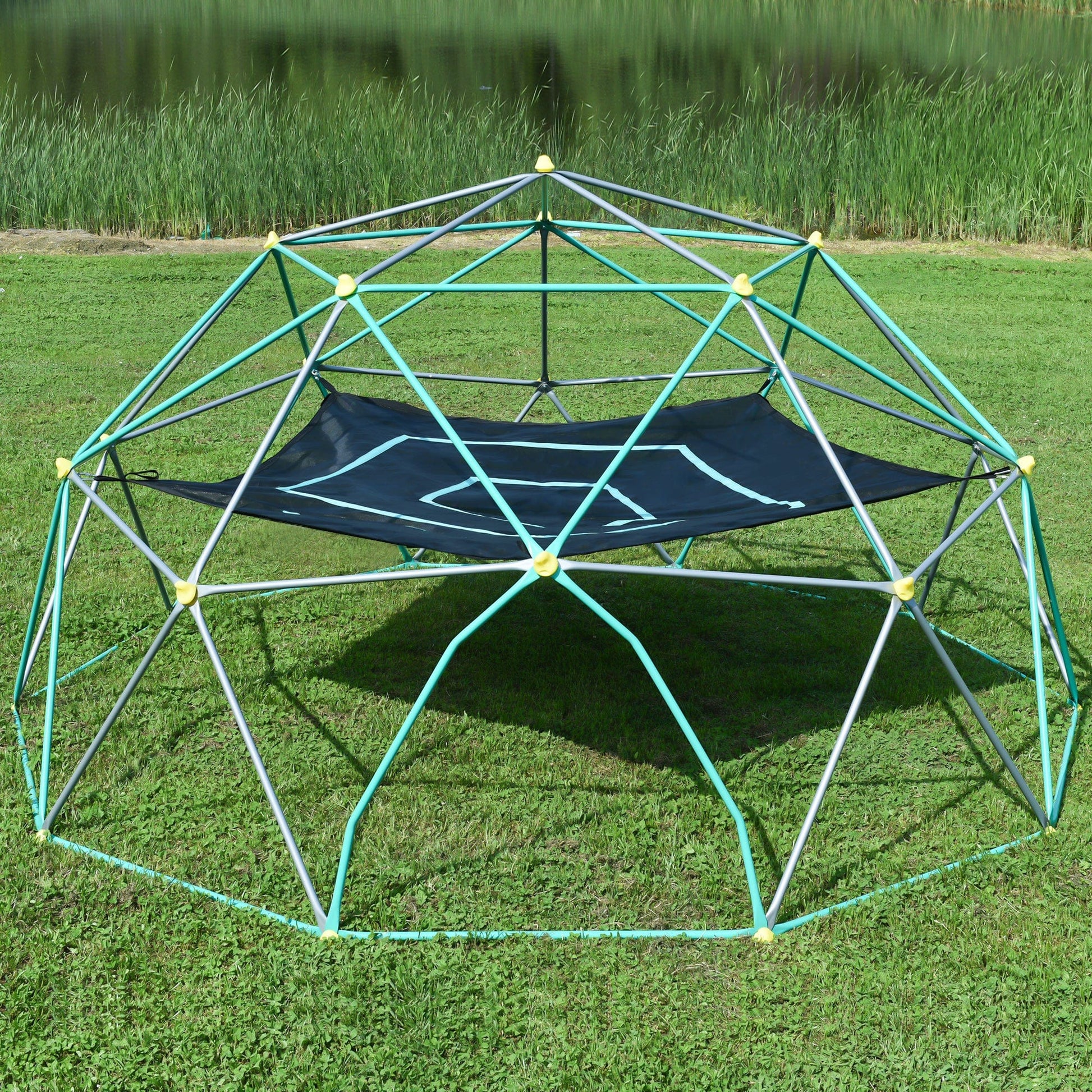 T & J Home Trends 13ft Geometric Dome Climber Play Center, Kids Climbing Dome Tower with Canopy, Rust & UV Resistant Steel Supporting 1000 LBS