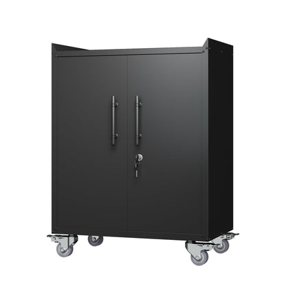 T & J Home Trends 2 Door Tool Cabinets for Garage, Lockable Garage Storage Cabinet, Locking Metal Storage Cabinet with Wheels, Rolling Tool Chest, Assembly Required H34*W30.3*D18