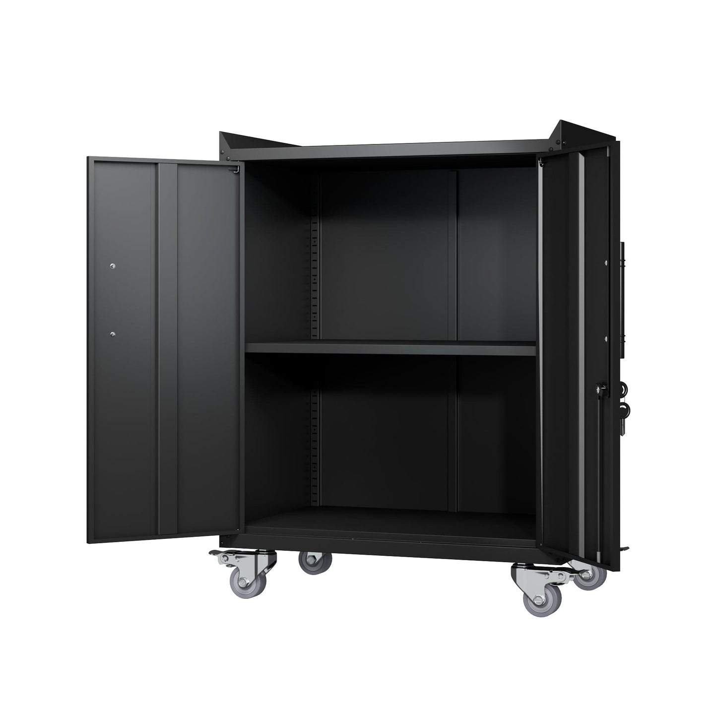 T & J Home Trends 2 Door Tool Cabinets for Garage, Lockable Garage Storage Cabinet, Locking Metal Storage Cabinet with Wheels, Rolling Tool Chest, Assembly Required H34*W30.3*D18