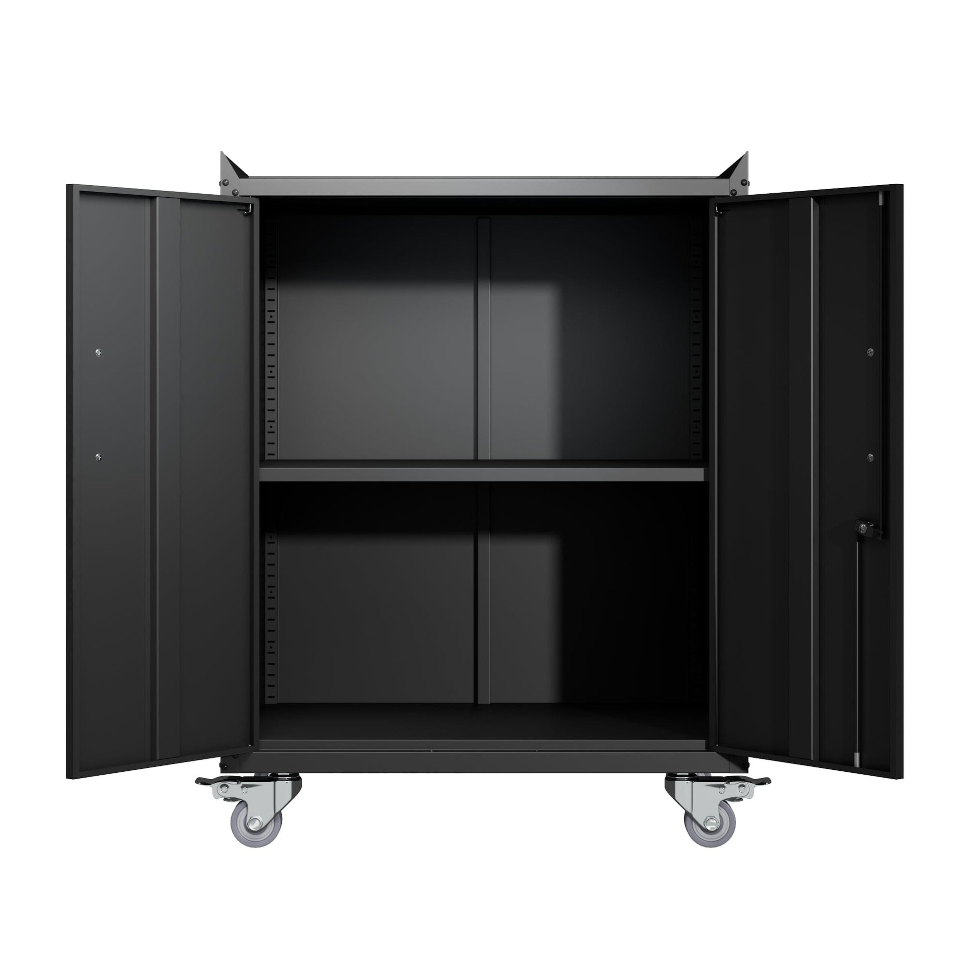 T & J Home Trends 2 Door Tool Cabinets for Garage, Lockable Garage Storage Cabinet, Locking Metal Storage Cabinet with Wheels, Rolling Tool Chest, Assembly Required H34*W30.3*D18