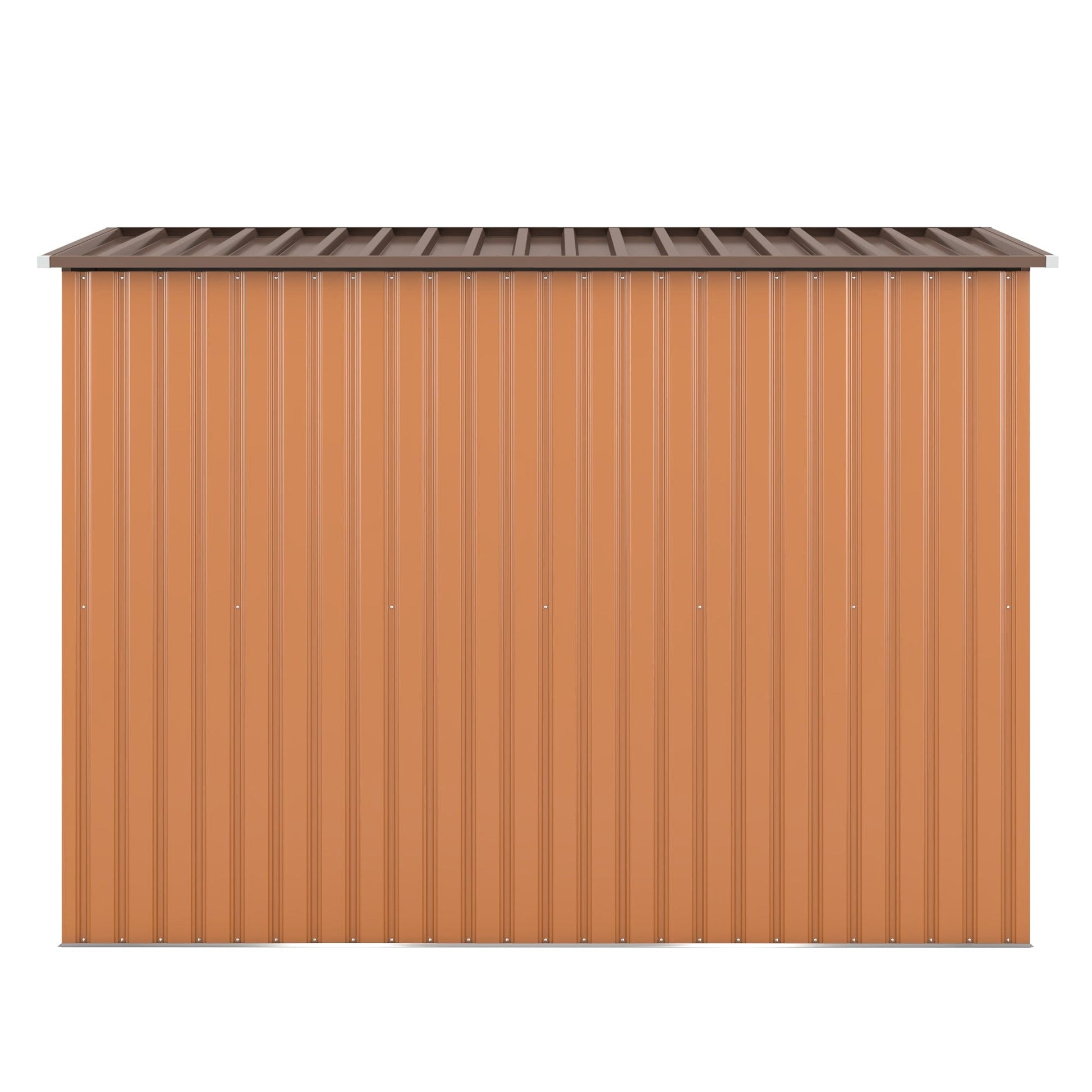 T & J Home Trends 4.2 x 9.1 Ft Outdoor Storage Shed, Metal Tool Shed with Lockable Doors Vents, Utility Garden Shed for Patio Lawn Backyard,Brown