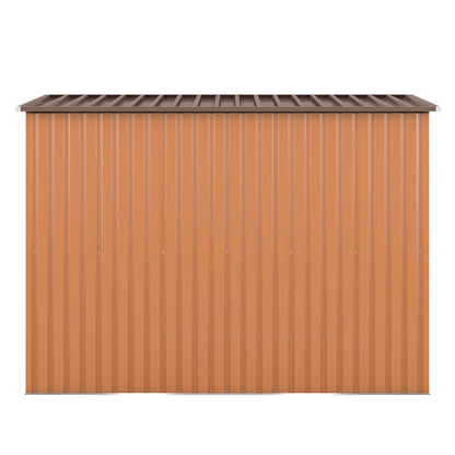 T & J Home Trends 4.2 x 9.1 Ft Outdoor Storage Shed, Metal Tool Shed with Lockable Doors Vents, Utility Garden Shed for Patio Lawn Backyard,Brown