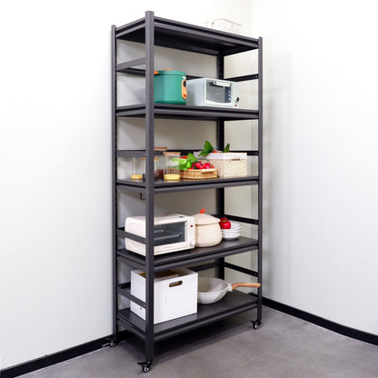 T & J Home Trends 63"H Storage Shelves - Heavy Duty Metal Shelving Unit Adjustable 5-Tier Pantry Shelves with Wheels Load 2000LBS Kitchen Shelf Garage Storage