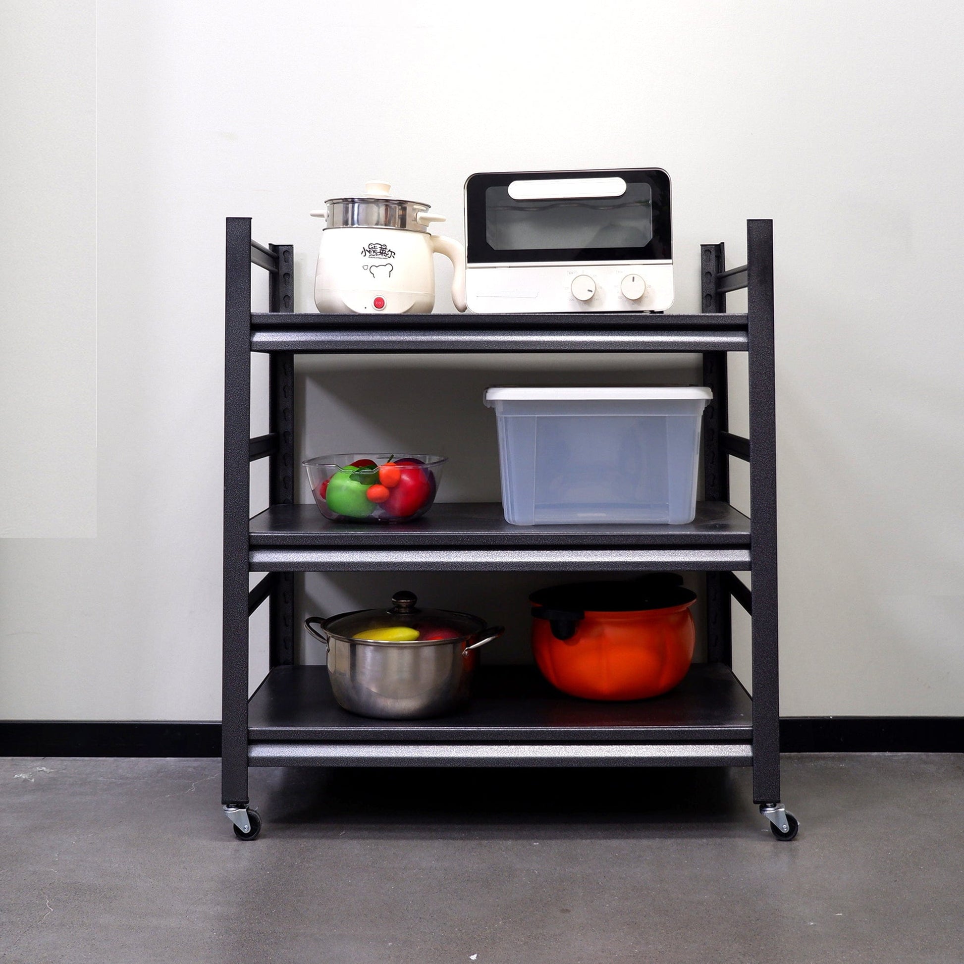 T & J Home Trends 63"H Storage Shelves - Heavy Duty Metal Shelving Unit Adjustable 5-Tier Pantry Shelves with Wheels Load 2000LBS Kitchen Shelf Garage Storage