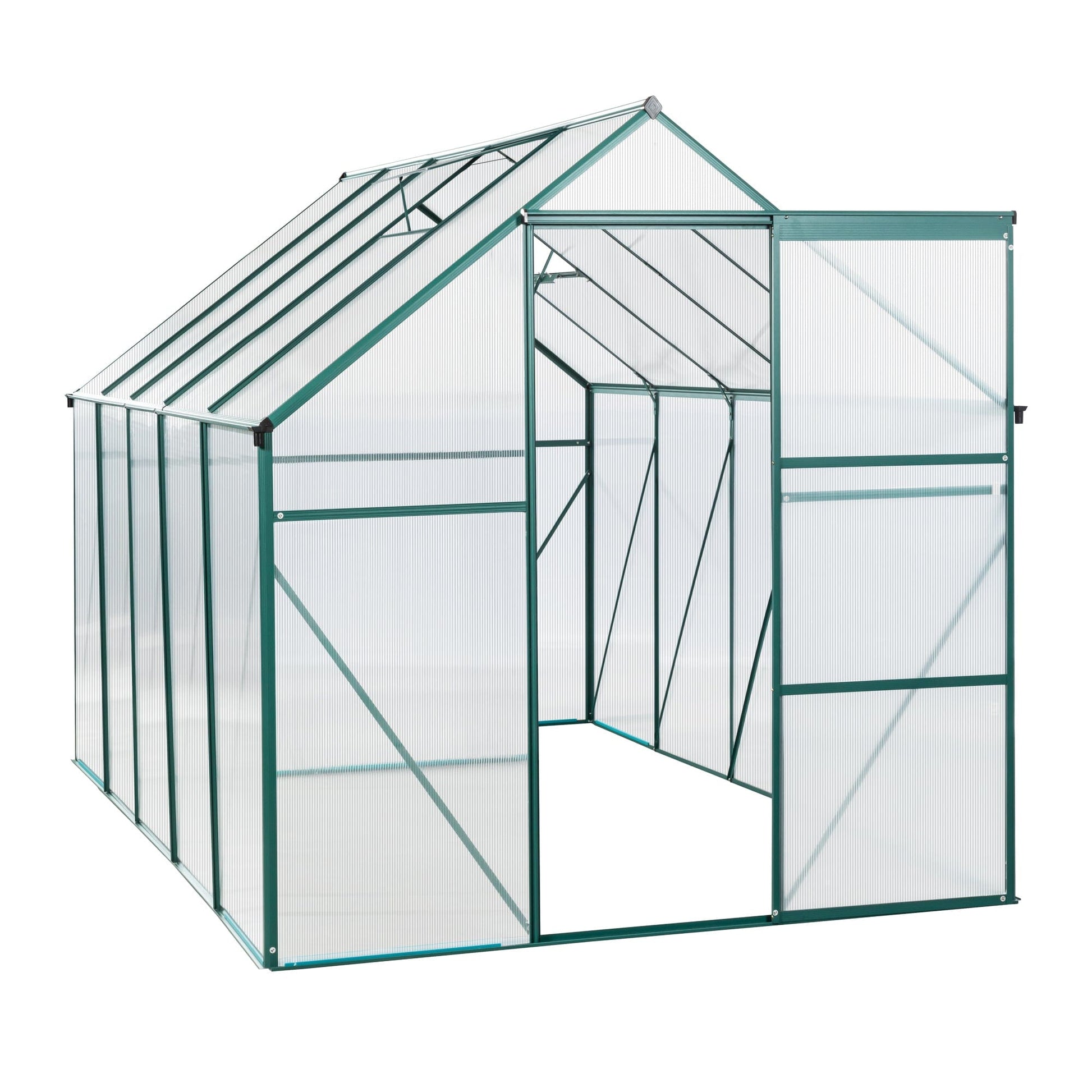 T & J Home Trends 6X10FT Polycarbonate Greenhouse Raised Base and Anchor Aluminum Heavy Duty Walk-in Greenhouses for Outdoor Backyard in All Season