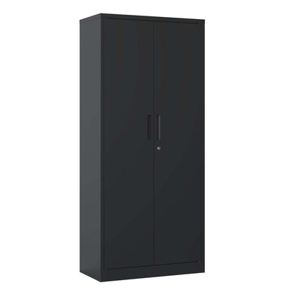 T & J Home Trends 71"H Metal Garage Storage Cabinet, Black Tool Steel Locking Cabinet with Doors and 4 Shelves, Tall Cabinets for Garage Storage Systems Lockable File Cabinet for Home Office, Classroom/Pantry