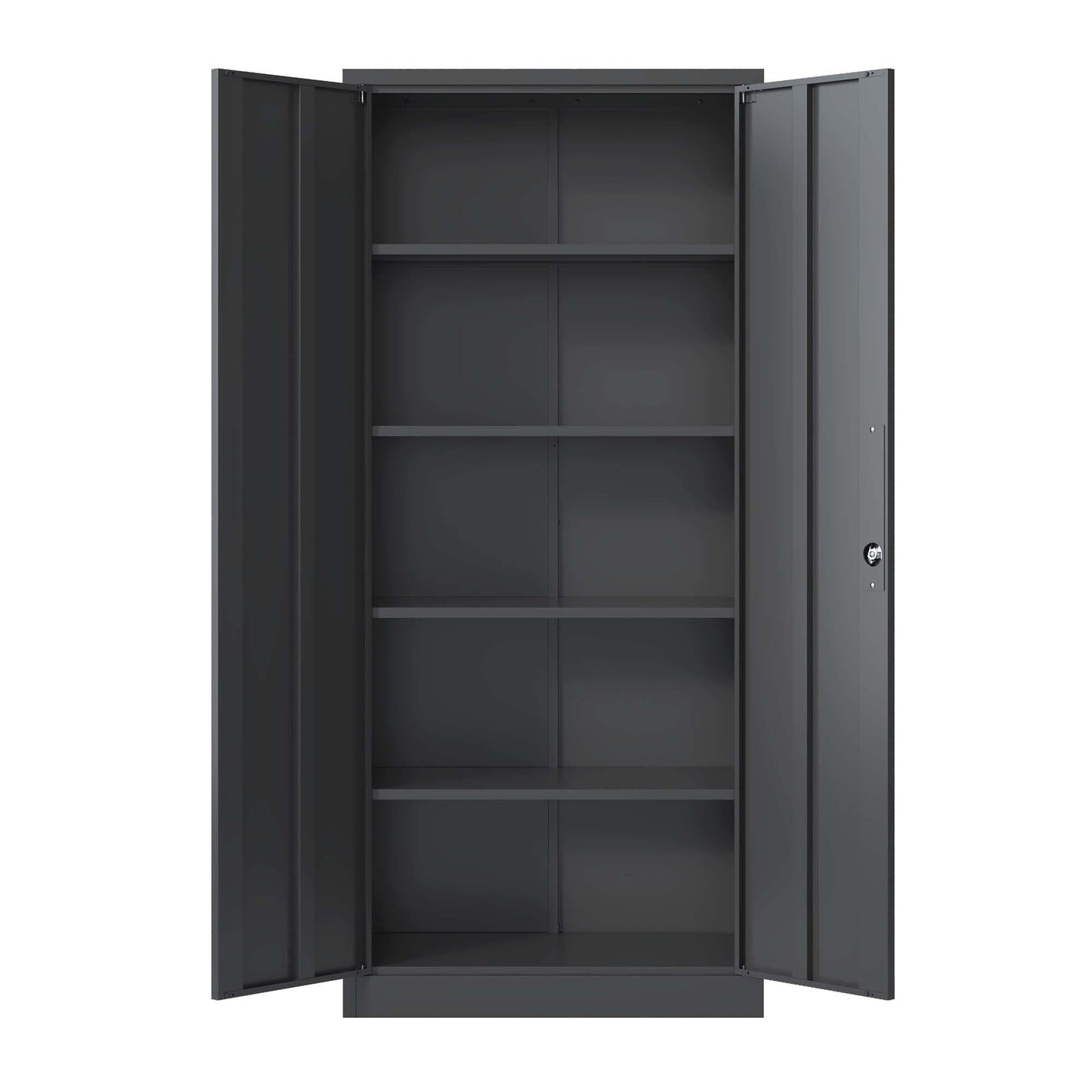 T & J Home Trends 71"H Metal Garage Storage Cabinet, Black Tool Steel Locking Cabinet with Doors and 4 Shelves, Tall Cabinets for Garage Storage Systems Lockable File Cabinet for Home Office, Classroom/Pantry