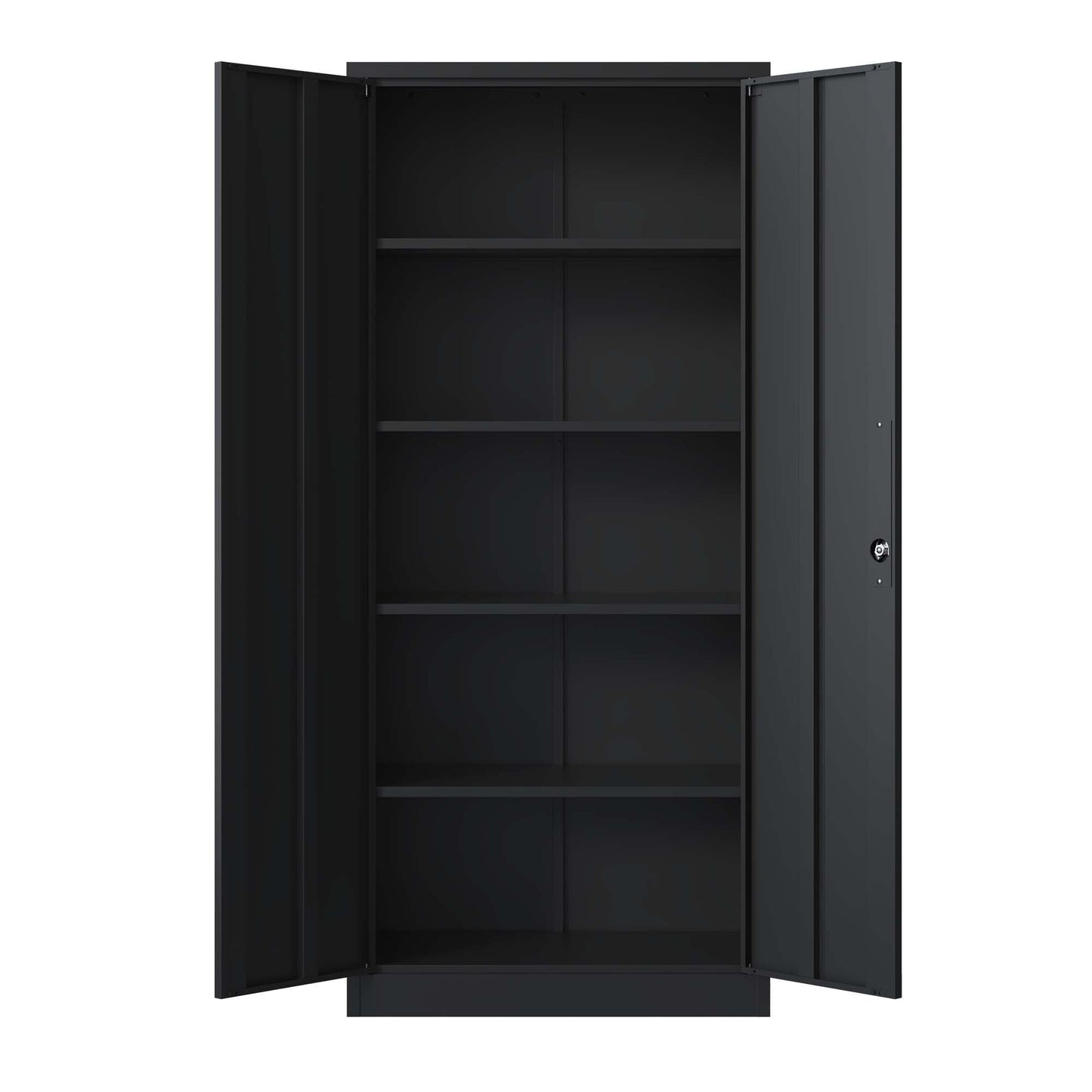 T & J Home Trends 71"H Metal Garage Storage Cabinet, Black Tool Steel Locking Cabinet with Doors and 4 Shelves, Tall Cabinets for Garage Storage Systems Lockable File Cabinet for Home Office, Classroom/Pantry