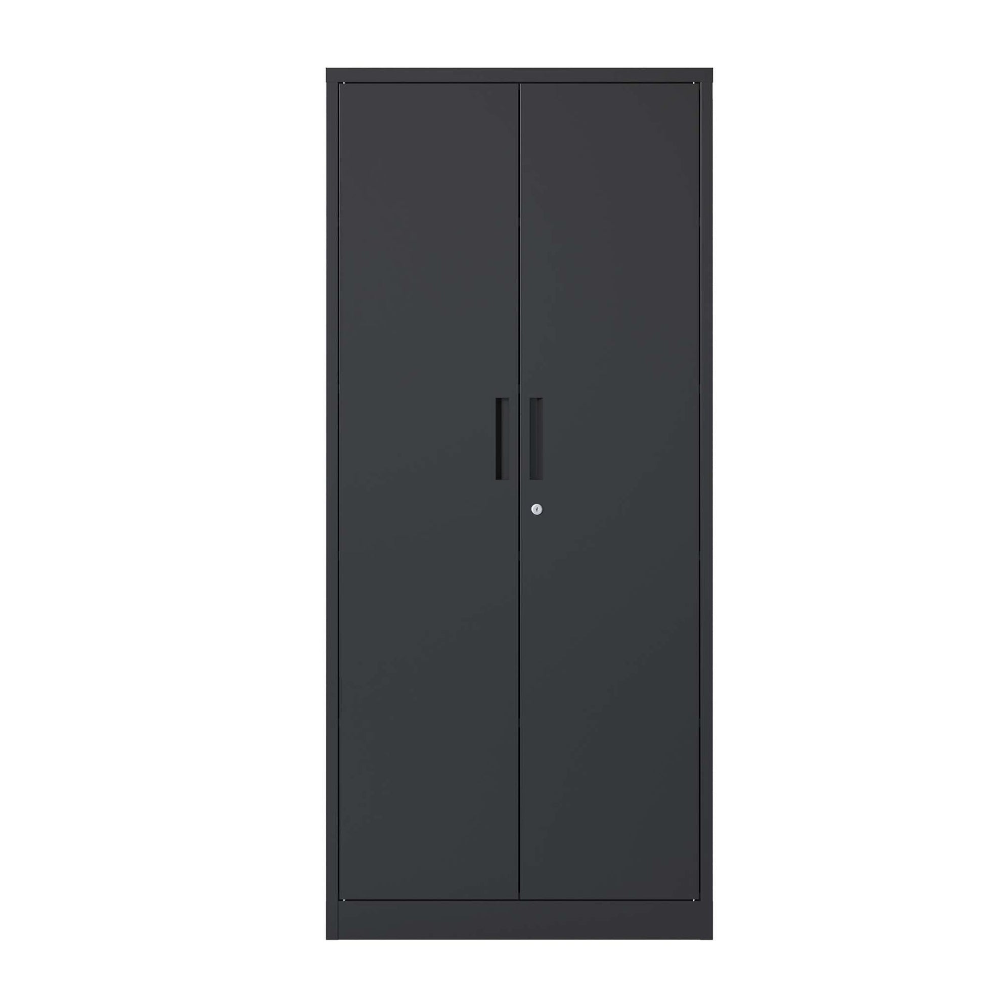 T & J Home Trends 71"H Metal Garage Storage Cabinet, Black Tool Steel Locking Cabinet with Doors and 4 Shelves, Tall Cabinets for Garage Storage Systems Lockable File Cabinet for Home Office, Classroom/Pantry