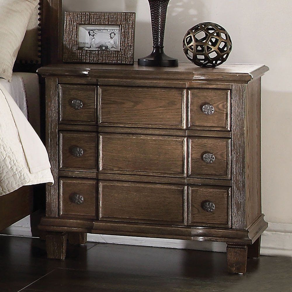 T & J Home Trends ACME Baudouin Nightstand in Weathered Oak 26113