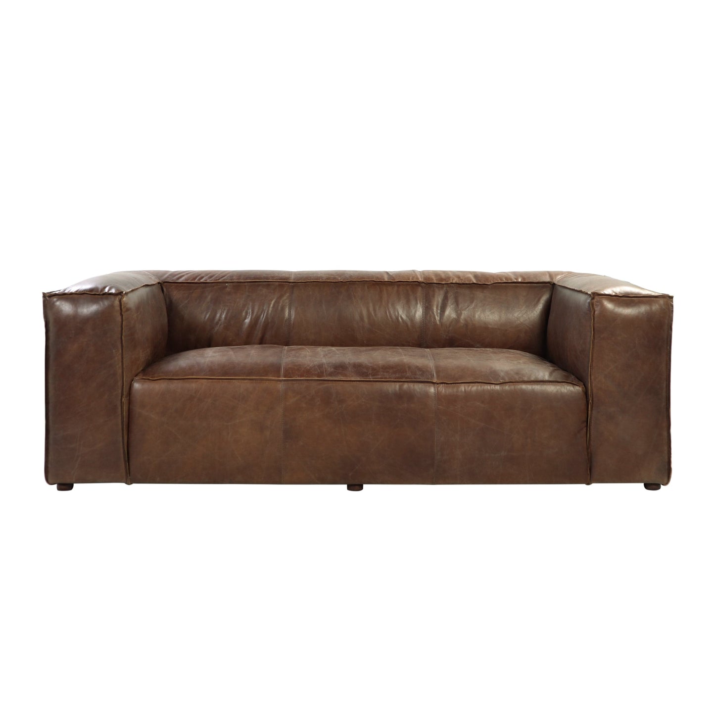 T & J Home Trends ACME Brancaster Sofa in Retro Brown Top Grain Leather 53545