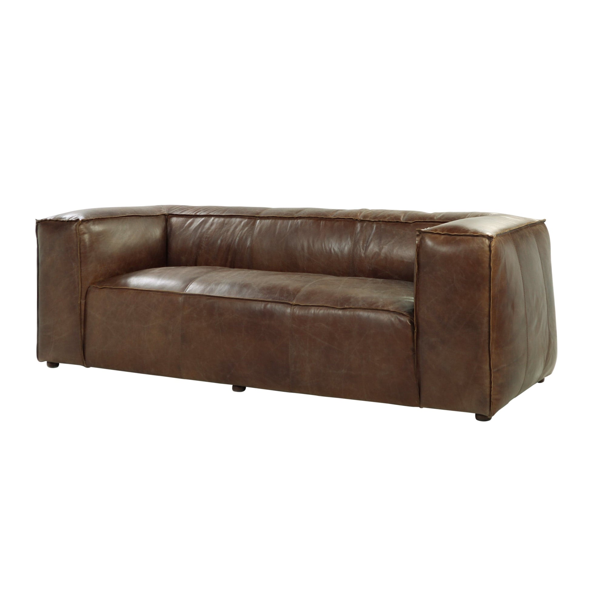 T & J Home Trends ACME Brancaster Sofa in Retro Brown Top Grain Leather 53545