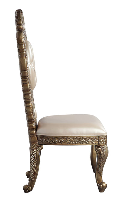 T & J Home Trends ACME Constantine Side Chair (1Pc/1Ctn), PU, Brown & Gold Finish DN00478