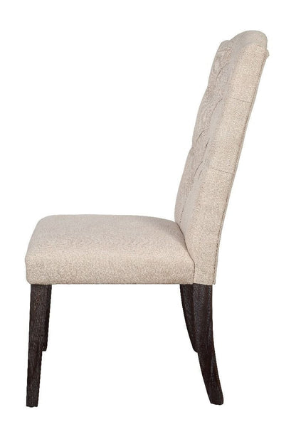 T & J Home Trends ACME Gerardo Side Chair (Set-2) in Beige Linen & Weathered Espresso 60822