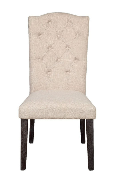 T & J Home Trends ACME Gerardo Side Chair (Set-2) in Beige Linen & Weathered Espresso 60822