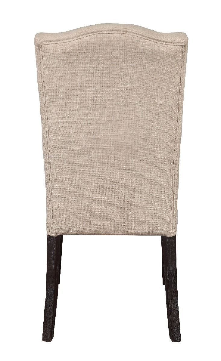 T & J Home Trends ACME Gerardo Side Chair (Set-2) in Beige Linen & Weathered Espresso 60822